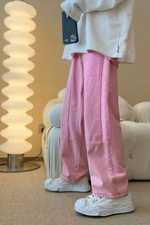 Lässige Hip Hop Pink Jeanshose